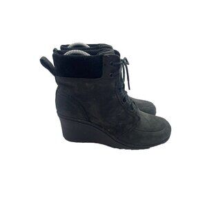 KEEN Akita Women's Shoes Suede Black 5 Leather Lace Up Wedge Ankle Boots 1007689